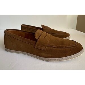 Sunspel Men's Suede Penny Loafer Tobacco Brown Casual Slip On Shoes UK 9 US 10